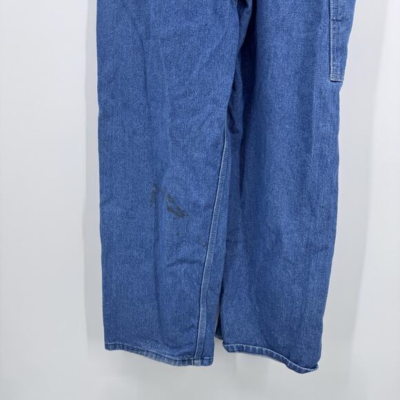 Y2k Dickies Bib Overalls Mens 34x30 Blue Denim Carpenter Workwear Utility Pocket - Picture 11 of 11
